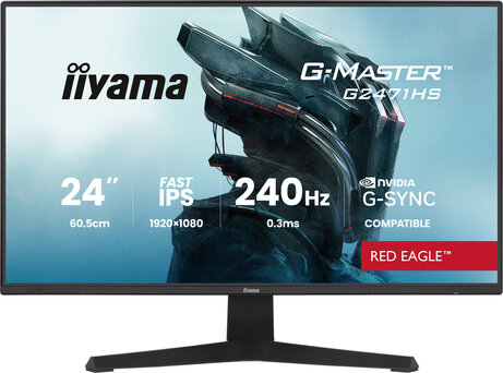 G-MASTER Red Eagle G2471HS-B1 LED gaming 24", 1920 x 1080 Full HD 240 Hz, Fast IPS, 0,3 ms, HDMI, DisplayPort, speakers, mat zwart