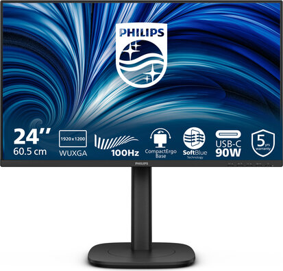 24B2U3301D LED 24", 1920 x 1200 WUXGA 100 Hz, IPS, 1500:1, 4 ms, HDMI, DisplayPort, USB-C, speakers, zwart