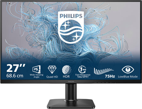 27E2N1500L LED 27", 2560 x 1440 QHD, IPS, HDR10, 4 ms, HDMI, DisplayPort, zwart