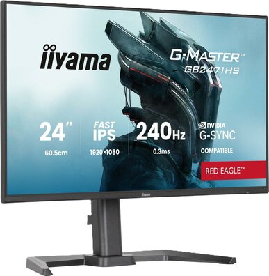 G-MASTER Red Eagle GB2471HS-B1 LED gaming 24", 1920 x 1080 Full HD 240 Hz, Fast IPS, 0,3 ms, HDMI, DisplayPort, speakers, mat zwart