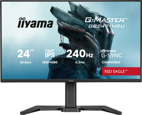 G-MASTER Red Eagle GB2471HSU-B1 LED gaming 24", 1920 x 1080 Full HD 240 Hz, Fast IPS, 0,3 ms, HDMI, DisplayPort, speakers, mat zwart