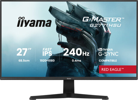 G-MASTER Red Eagle G2771HSU-B1 LED gaming 27", 1920 x 1080 Full HD 240 Hz, Fast IPS, 0,4 ms, HDMI, DisplayPort, speakers, mat zwart