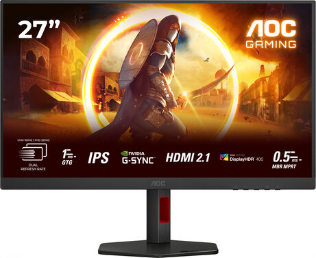 Gaming U27G4R LED gaming 27", 3840 x 2160 4K UHD, 160 Hz, Fast IPS, 0,3 ms, HDMI, DisplayPort, zwart/rood