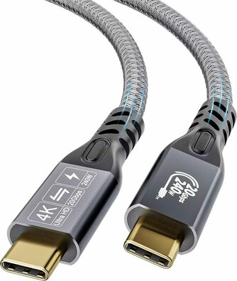 USB-C Gen2 kabel M/M (240 Watt laden, data, video 4K, 2 meter, zwart)