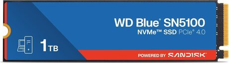 1000 GB WD Blue SN5100 SSD (M.2 PCIe NVMe, 7100 Mbps read, 6700 Mbps write)