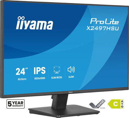 ProLite X2497HSU-B1 LED 23,8", 1920 x 1080 Full HD 120 Hz, IPS, 4 ms, HDMI, DisplayPort, speakers, mat zwart