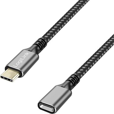 USB-C 3.2 verlengkabel M/F (2 meter, 100 Watt, zwart)