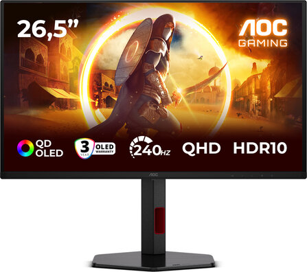 Gaming Q27G4ZDR OLED gaming 27", 2560 x 1440 QHD 240 Hz, HDR10, 0,03 ms, 2 x HDMI, DisplayPort, zwart/rood