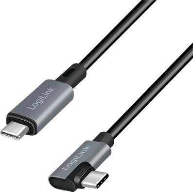 USB-C 2.0 M 90° naar USB-C M (1 meter, 100 Watt, zwart)