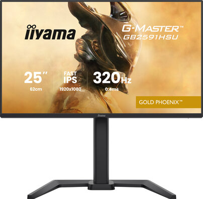 G-MASTER Gold Phoenix GB2591HSU-B1 LED gaming 25", 1920 x 1080 Full HD 320 Hz, Fast IPS, HDR10, 0,4 ms, 2 x HDMI, DisplayPort, speakers, mat zwart