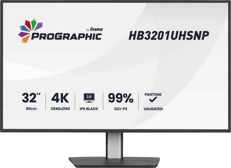 ProGraphic HB3201UHSNP-B1 LED 31,5", 3840 x 2160 4K, IPS Black 2.0, 4 ms, HDMI, DisplayPort, USB-C, speakers, mat zwart