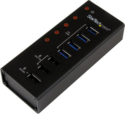 4-poort powered USB 3.0 Hub (met 3 USB laadpoorten, 2 x 1A & 1 x 2A)