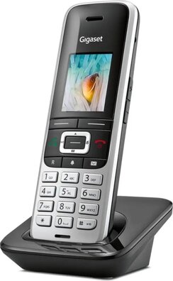 Gigaset Premium 100 (DECT, draadloze handset, luidspreker, 50 m indoorbereik, telefoonboek 500, nummerherkenning, beeldschermdiagonaal 1,8", zwart/zilver)