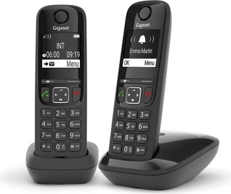 Gigaset AS690R Duo (DECT, luidspreker, telefoonboek 100, 5,08 cm beeldscherm, 2 handsets, zwart)