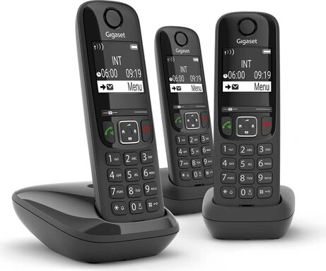 Gigaset AS690R Trio (handenvrij bellen, 100 contacten, uitbreidbaar tot 4 handsets, zwart)