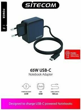 65 Watt USB-C notebookadapter (1,8 meter kabel)
