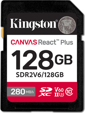 SDR2V6/128GB Canvas React Plus Flash memory card 128 GB (Video Class V60, UHS-II U3, Class 10, SDXC UHS-II)