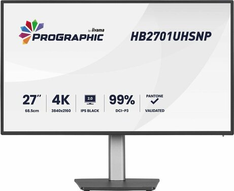 ProGraphic HB2701UHSNP-B1 LED 27", 3840 x 2160 4K, IPS Black 2.0, 4 ms, HDMI, DisplayPort, USB-C, speakers, mat zwart