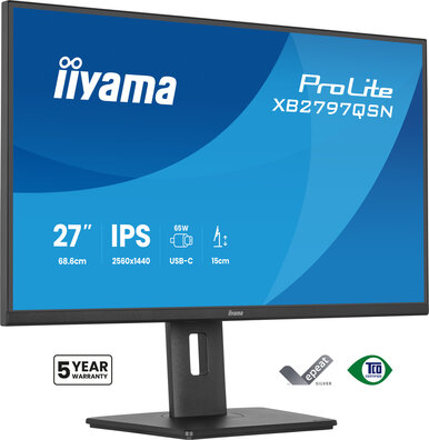 ProLite XB2797QSN-B1 LED 27", 2560 x 1440 QHD, IPS, 1 ms, HDMI, DisplayPort, USB-C, speakers, mat zwart