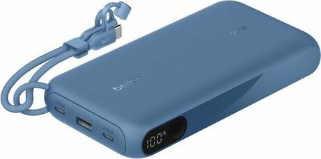 Powerbank 20.000 mAh (1 x USB-A en 1 x USB-C, blauw)