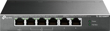 TL-SG1006PP Switch (6 poorten 1 Gbps, 3 x PoE+ en 1 x PoE++)