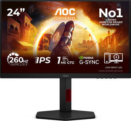 Gaming 24G4ZR LED 24", 1920 x 1080 Full HD 1080p, 240 Hz, Fast IPS, HDR10, 0,3 ms, 2 x HDMI, DisplayPort, zwart/rood