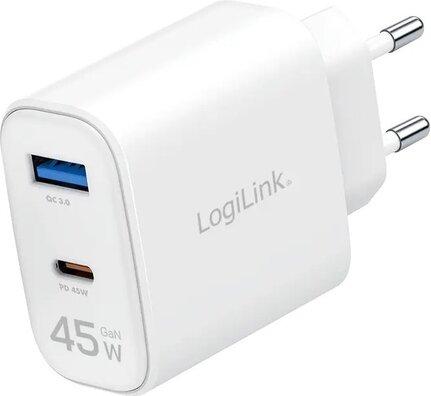 USB-lader (1 x USB-C 45 Watt + 1 x USB-A 18 Watt, wit)